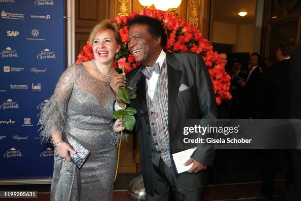 Roberto Blanco and his wife Luzandra Strassburg during the 15th Semper Opera Ball 2020 at Semperoper on February 7, 2020 in Dresden, Germany.