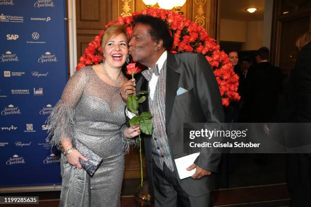 Roberto Blanco and his wife Luzandra Strassburg during the 15th Semper Opera Ball 2020 at Semperoper on February 7, 2020 in Dresden, Germany.