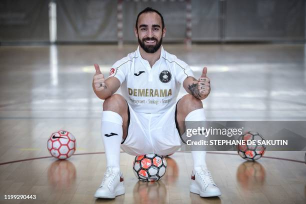 Portuguese futsal player Ricardo Filipe da Silva Braga aka 'Ricardinho' poses during a photo session on January 19, 2020 in Asnieres.