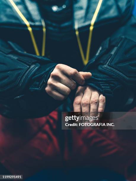 pro hockey goalie's hands - sports glove stock pictures, royalty-free photos & images