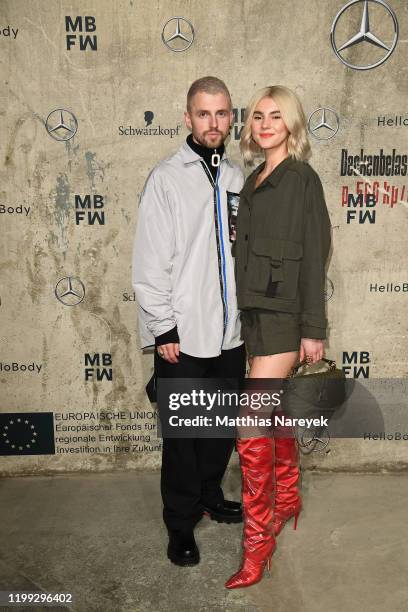 Marcus Butler and Stefanie Giesinger attends the Mercedes-Benz presents Fashion Talents from South Africa show during Berlin Fashion Week...