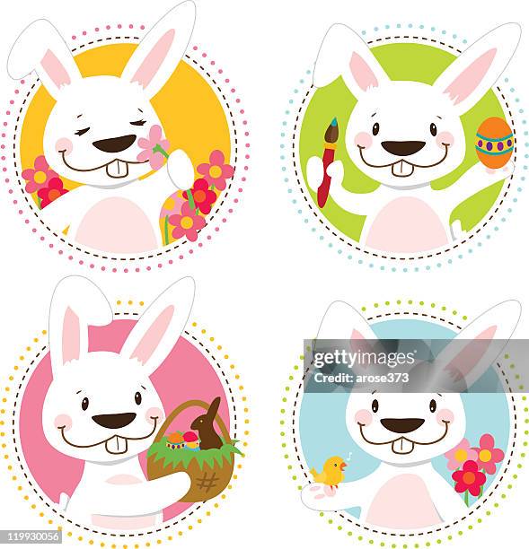 easter bunny badge - empty easter basket stock illustrations