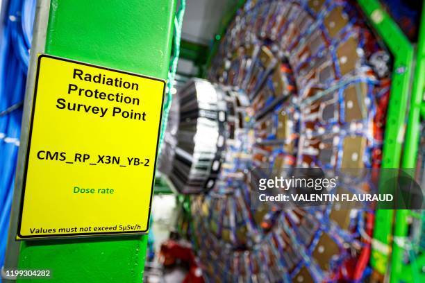 The Compact Muon Solenoid detector assembly is pictured in a tunnel of the Large Hadron Collider at the European Organisation for Nuclear Research ,...