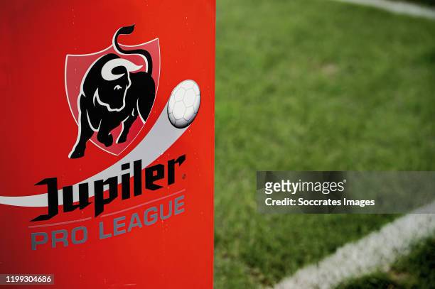 Jupiler Pro League logo during the Belgium Pro League match between Gent v Anderlecht at the Ghelamco Arena on February 7, 2020 in Gent Belgium