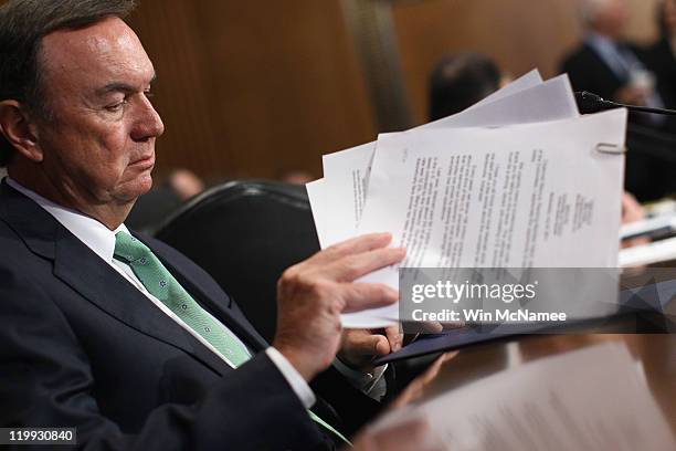 Michael Duke, president and CEO of Wal-Mart Stores Inc., arrives for testimony before the Senate Finance Committee July 27, 2011 in Washington, DC....