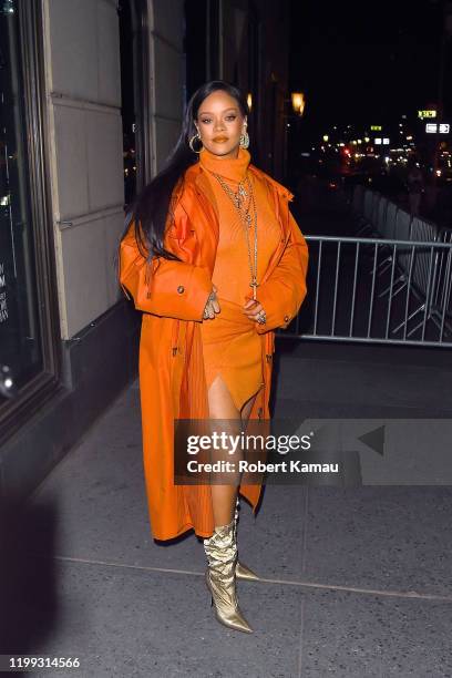 Rihanna seen out working in Manhattan on February 7, 2020 in New York City.