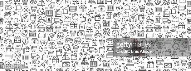 seamless pattern with black friday icons - shopping stock illustrations