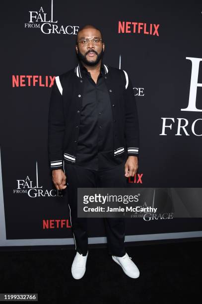 Tyler Perry attends the premiere of Tyler Perry's "A Fall From Grace" at Metrograph on January 13, 2020 in New York City.