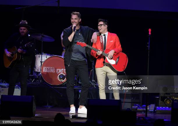 Brett Young and Bobby Bone perform at the Bobby Bones & The Raging Idiots' 5th Annual Million Dollar Show at Ryman Auditorium on January 13, 2020 in...