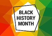 Black history month celebration vector banner. Art with low poly abctract modern African colors. African-American History Month illustration for social media, card, poster.