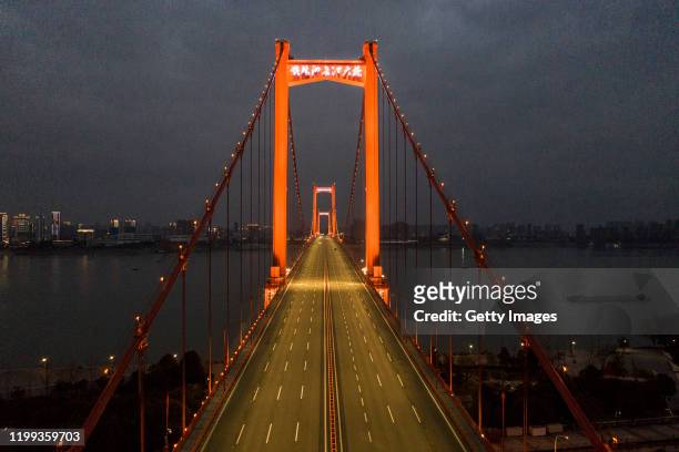 The view of empty Yangtze River Bridge on February 8, 2020 in Wuhan, Hubei province, China. The number of those who have died from the Wuhan...