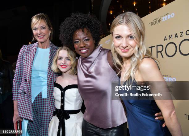 Allison Janney, McKenna Grace, Viola Davis, and Lucy Alibar arrive at the premiere of Amazon Studios' "Troop Zero" at Pacific Theatres at The Grove...