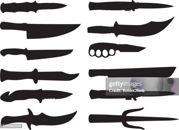 ilustraciones, imágenes clip art, dibujos animados e iconos de stock de cuchillo silhouetes - cuchillo de artesanía