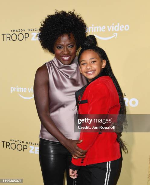 Viola Davis and daughter Genesis Tennon attend the premiere of Amazon Studios' "Troop Zero" at Pacific Theatres at The Grove on January 13, 2020 in...