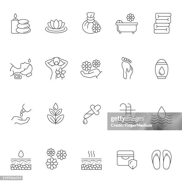 massage and body care icons - ayurveda stock illustrations