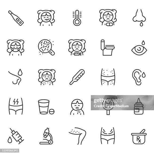 sick icon set - throwing up stock illustrations