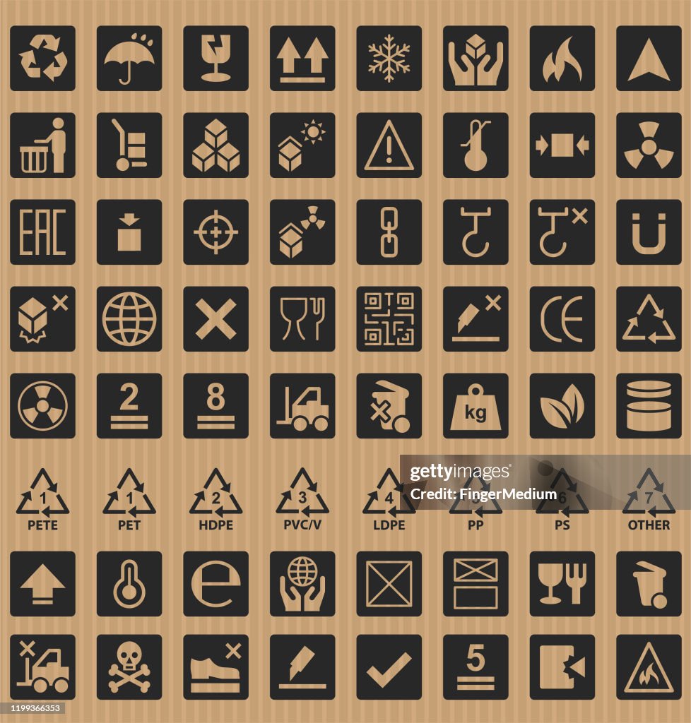 Vector verpakking symbolen set