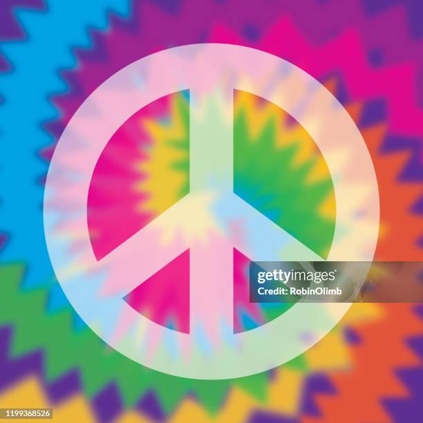 ilustraciones, imágenes clip art, dibujos animados e iconos de stock de señal de paz de tie dye - hippy