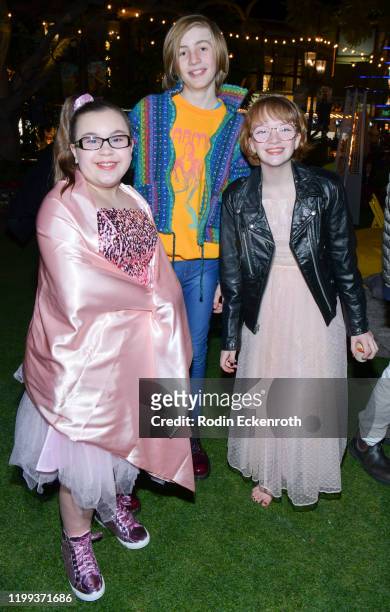 Johanna Colon, Charlie Shotwell, and Bella Higginbotham pose for portrait at the premiere of Amazon Studios' "Troop Zero" on January 13, 2020 in Los...