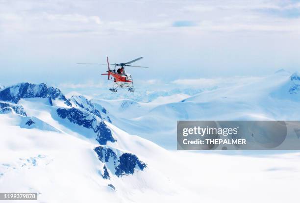 helikoptervlucht over de bergen in alaska, verenigde staten - alaska mountains stockfoto's en -beelden