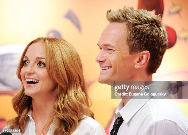 Jayma Mays and Neil Patrick Harris visit the Build-A-Bear Workshop on July 27, 2011 in New York City.