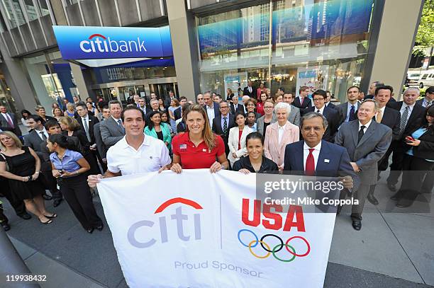 Paralympic gold medalist Jeremy Campbell, Olympic gold medalist Susan Francia, Olympic silver medalist Alicia Sacramone and Citi CEO Vikram Pandit...