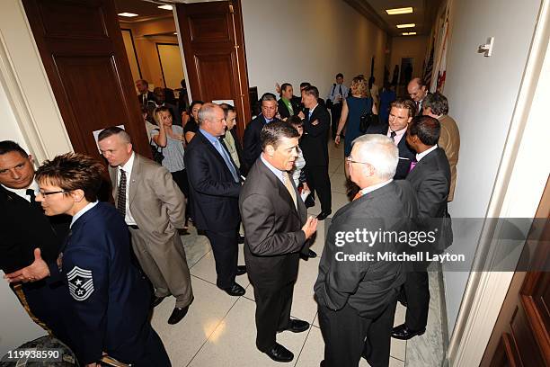 Ambassador and Hockey Hall of Famer Pat LaFontaine participates in an announcement on Capitol Hill made by U.S. Mike McIntyre , Founder and...