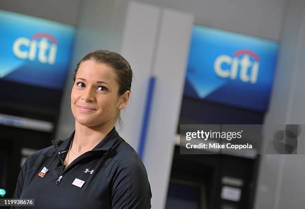 Olympic silver medalist Alicia Sacramone attends the Citi Team USA Flag-raising event at the financial center at Citi's Headquarters on July 27, 2011...