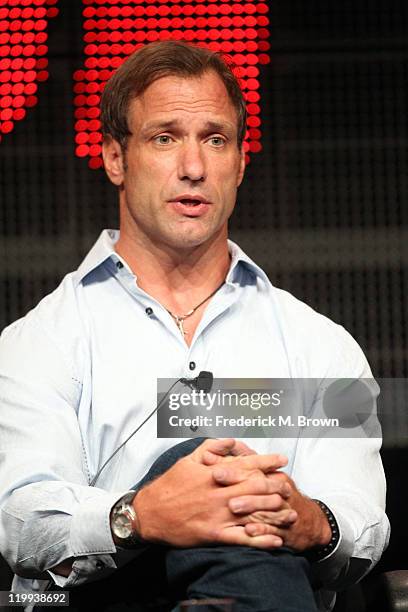 College football analyst Chris Spielman speaks during the ESPN portion of the 2011 Summer TCA Tour at the Beverly Hilton on July 27, 2011 in Beverly...