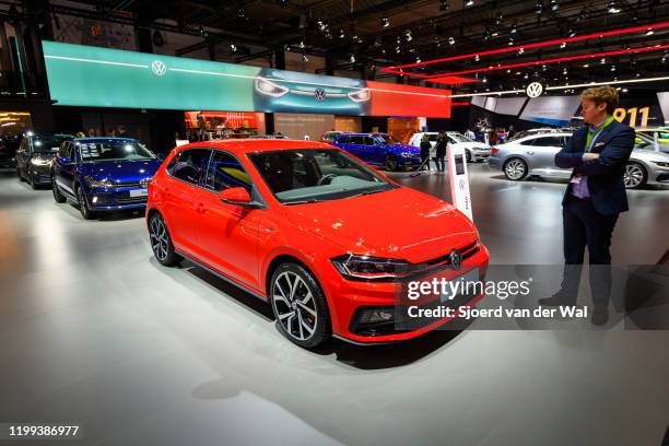 Volkswagen Polo GTI compact hatckbac car on display at Brussels Expo on January 9, 2020 in Brussels, Belgium.