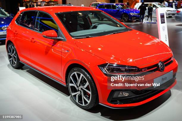 Volkswagen Polo GTI compact hatckbac car on display at Brussels Expo on January 9, 2020 in Brussels, Belgium.