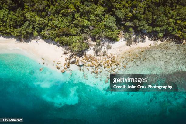 nudey beach reef - cairns aerial stock pictures, royalty-free photos & images