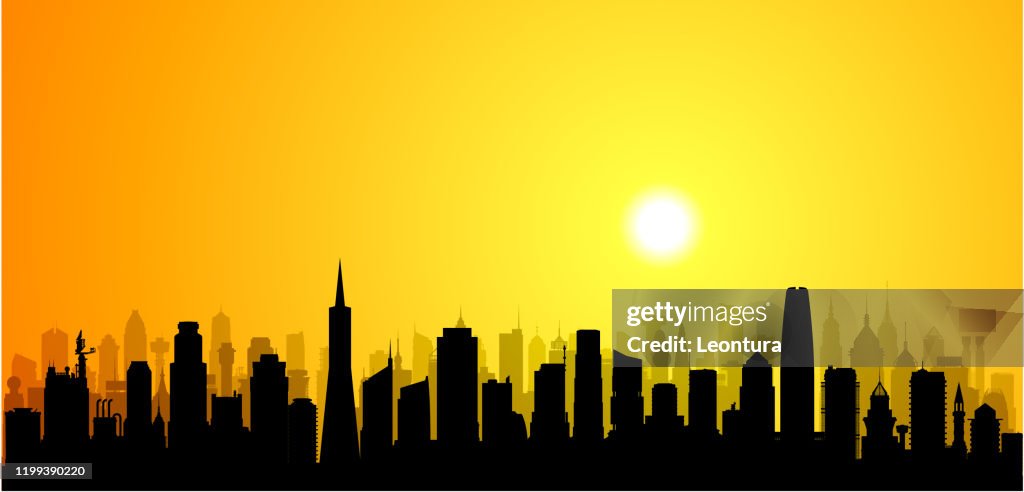 San Francisco Skyline Silhouette (All Buildings are Complete and Moveable)