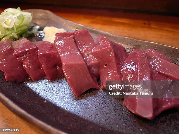 beef liver sashimi - beef liver stock pictures, royalty-free photos & images