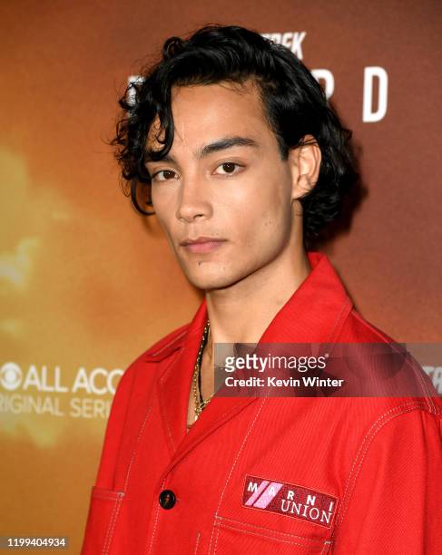 Evan Evagora arrives at the premiere of CBS All Access' "Star Trek: Picard" at ArcLight Cinerama Dome on January 13, 2020 in Hollywood, California.
