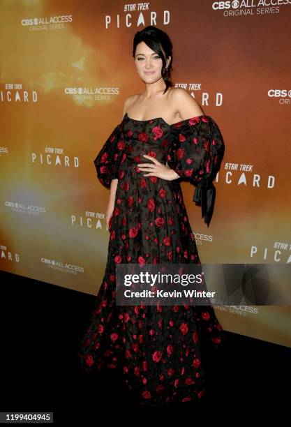 Isa Briones arrives at the premiere of CBS All Access' "Star Trek: Picard" at ArcLight Cinerama Dome on January 13, 2020 in Hollywood, California.