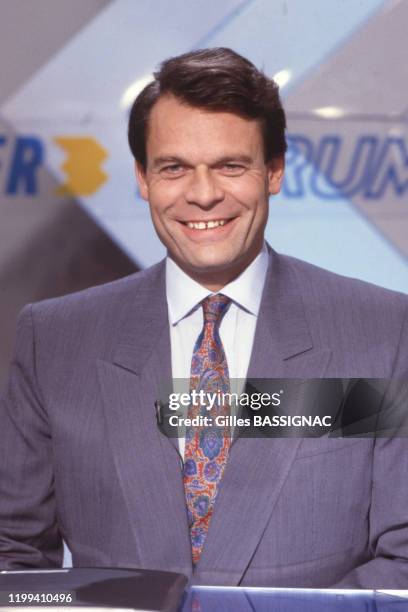 Portrait de l'homme politique français Michel Noir sur le plateau de l'émission 'Forum', le 11 septembre 1989, France.