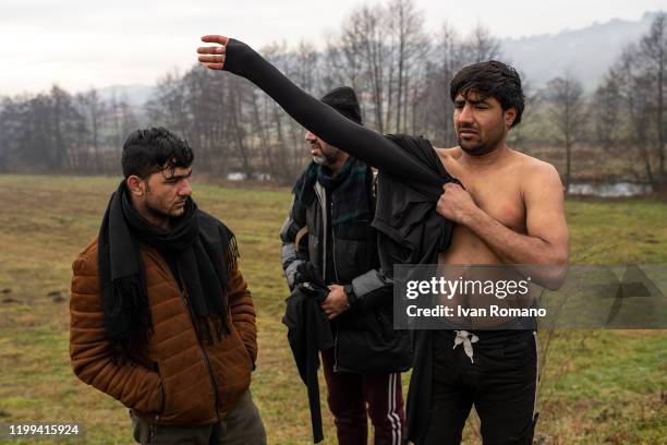 Afghan migrants on the way to Bihac on January 12, 2020 in Velika Kladuša, Bosnia and Herzegovina. About 5,000 people are present in the canton of...