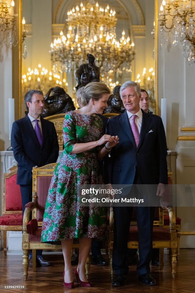 King Philippe Of Belgium And Queen Mathilde Welcome The Heads Of Foreign Diplomatic Missions To Belgium