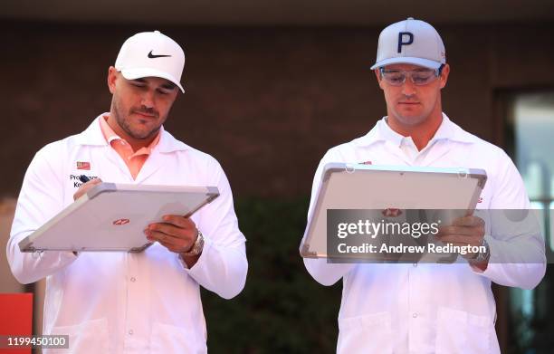 Brooks Koepka and Bryson DeChambeau attend the launch The Abu Dhabi HSBC Championship Presented by EGA at Masdar City - a unique ‘city of the future’...