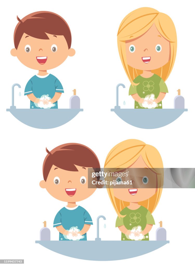 Lavage des mains des enfants