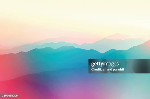 background abstract misty mountain range colourful wallpaper digital art gradiant pastel dramatic backdrop - believe it stock pictures, royalty-free photos & images