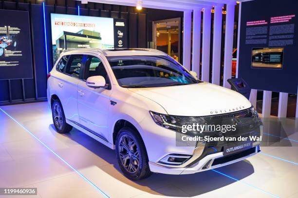 Mitsubishi Outlander PHEV crossover plug-in hybrid SUV on display at Brussels Expo on January 9, 2020 in Brussels, Belgium.