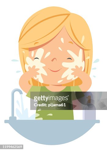 Girl Washing Face High-Res Vector Graphic - Getty Images