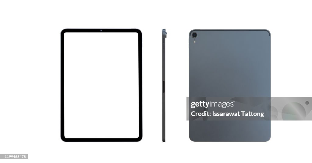 Gray Tablet Screen Grey Tablet Transparent Screen Isolated Front And Side Display View ...