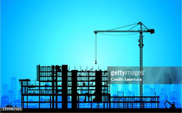 scaffolding - construction site and silhouette stock illustrations