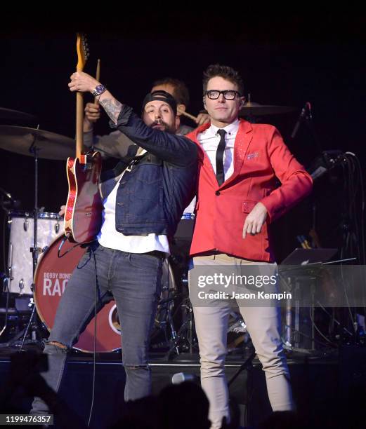 Matthew Ramsey of Old Dominion and Bobby Bones perform at the Ryman Auditorium on January 13, 2020 in Nashville, Tennessee.