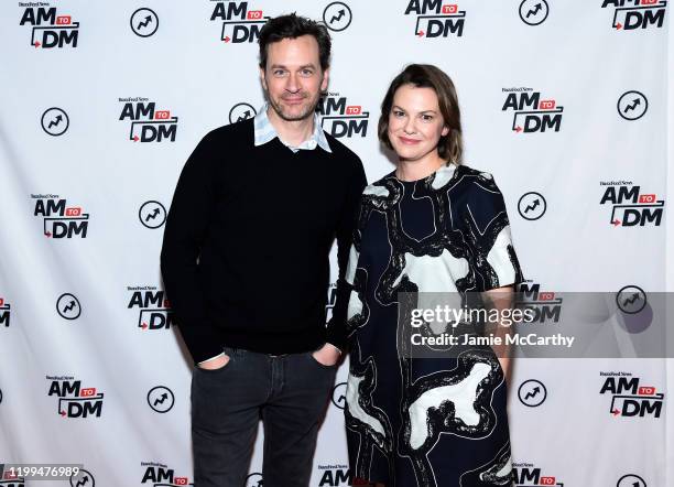 Tom Everett Scott and Larisa Oleynik visit BuzzFeed's "AM To DM" on January 14, 2020 in New York City.