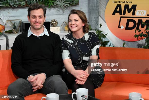 Tom Everett Scott and Larisa Oleynik visit BuzzFeed's "AM To DM" on January 14, 2020 in New York City.