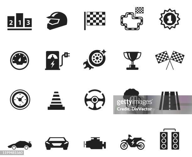 stockillustraties, clipart, cartoons en iconen met auto race icon set - racewagen